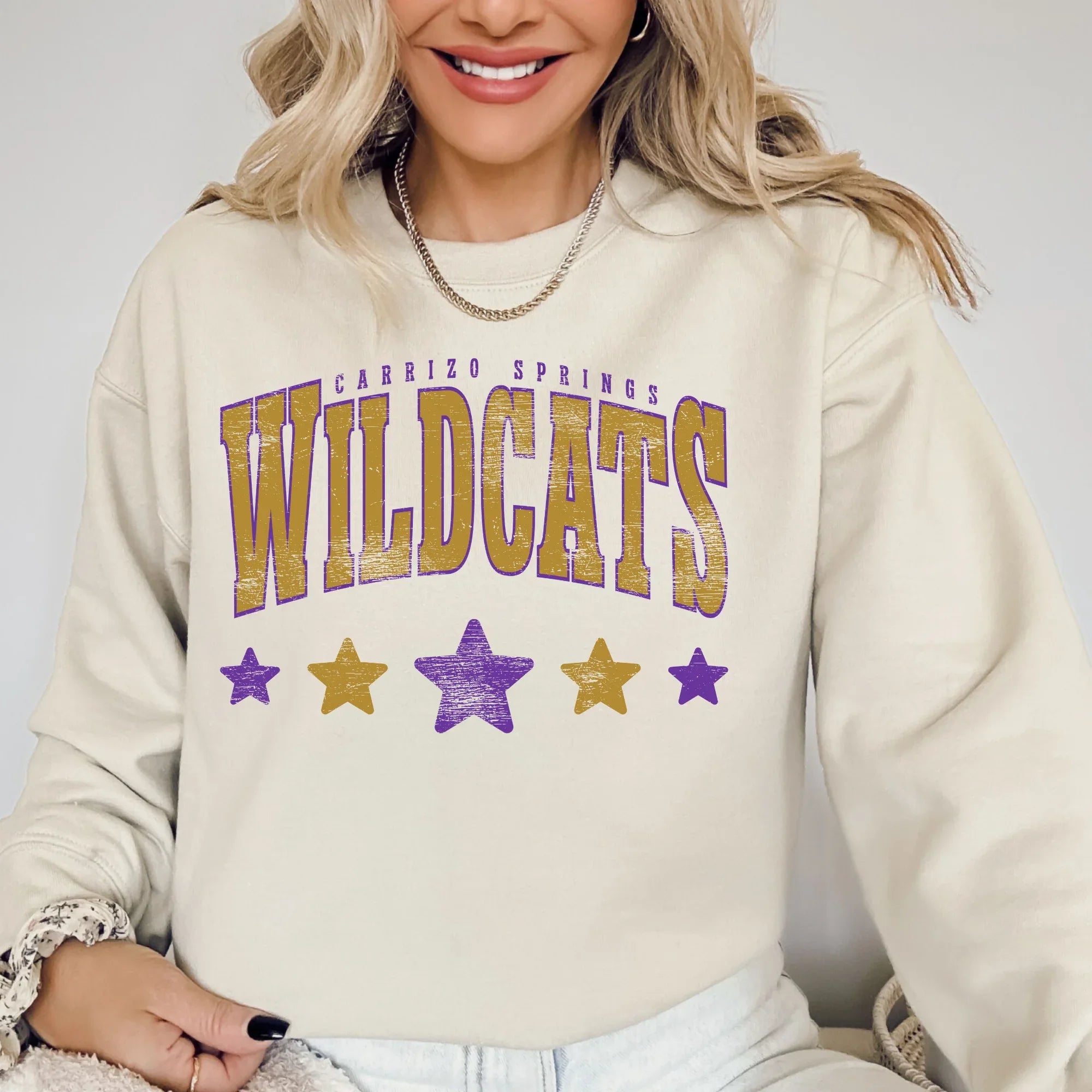 Carrizo Springs Wildcats Distressed Stars DTF Transfer - Merch Girls