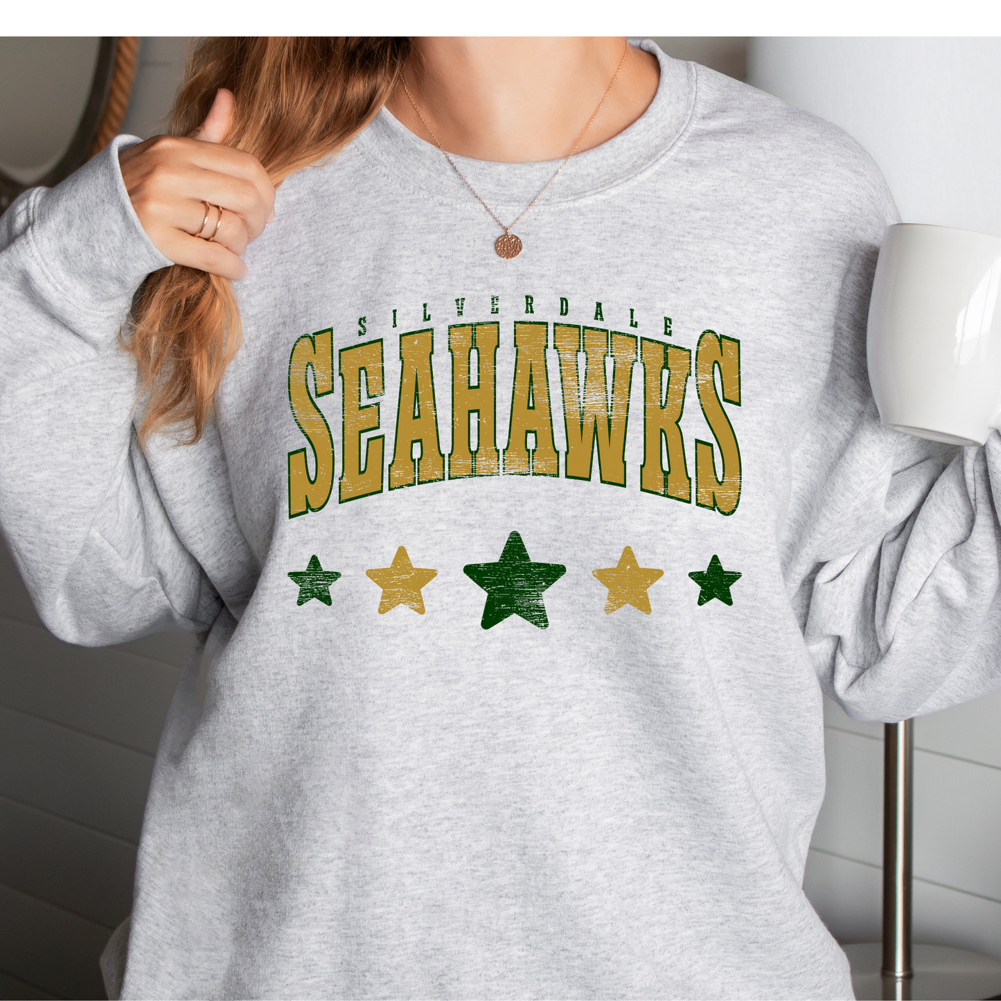 Silverdale Seahawks Distressed Stars DTF Transfer