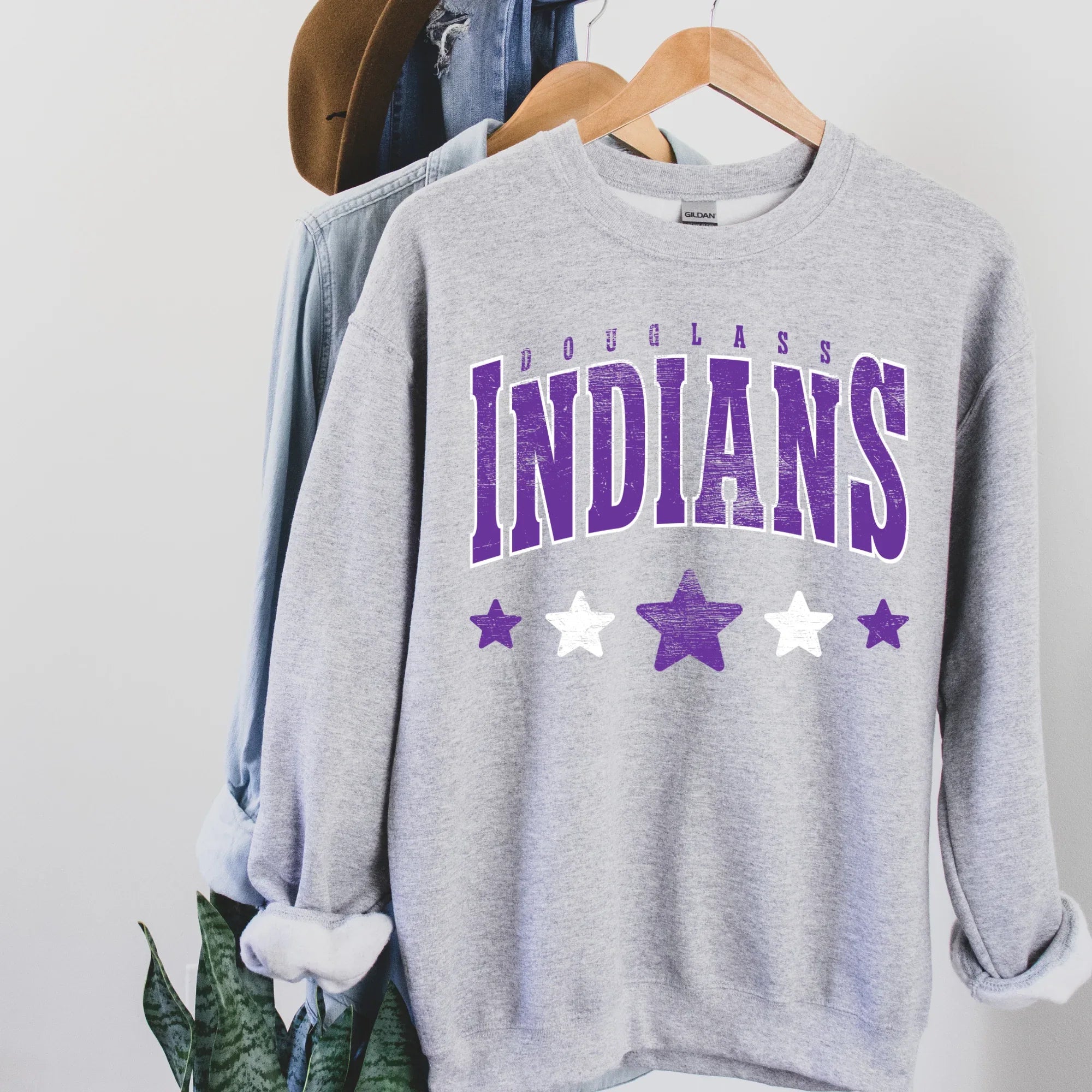 Douglass Indians Distressed Stars DTF Transfer - Merch Girls