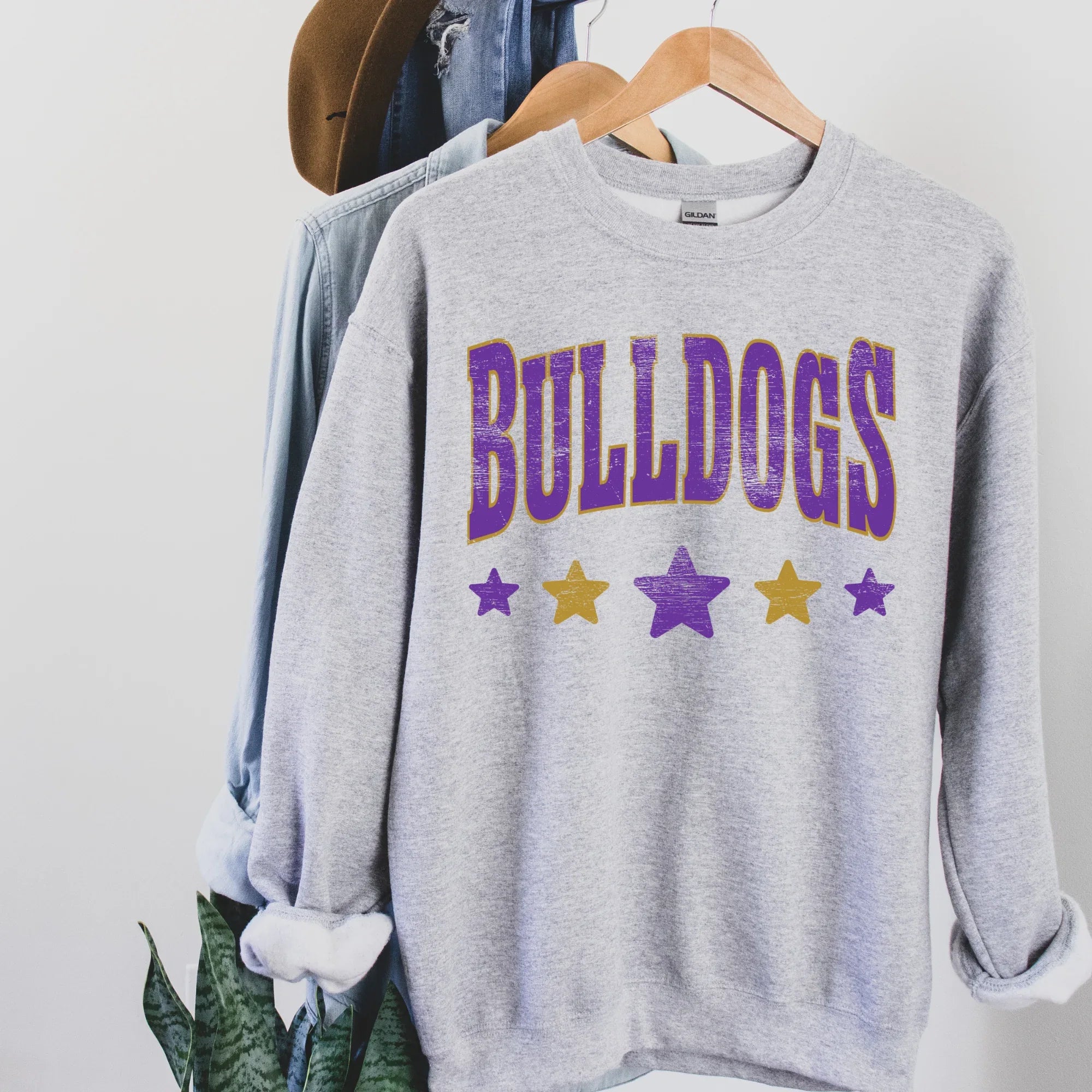 Bulldogs Distressed Stars DTF Transfer - Merch Girls