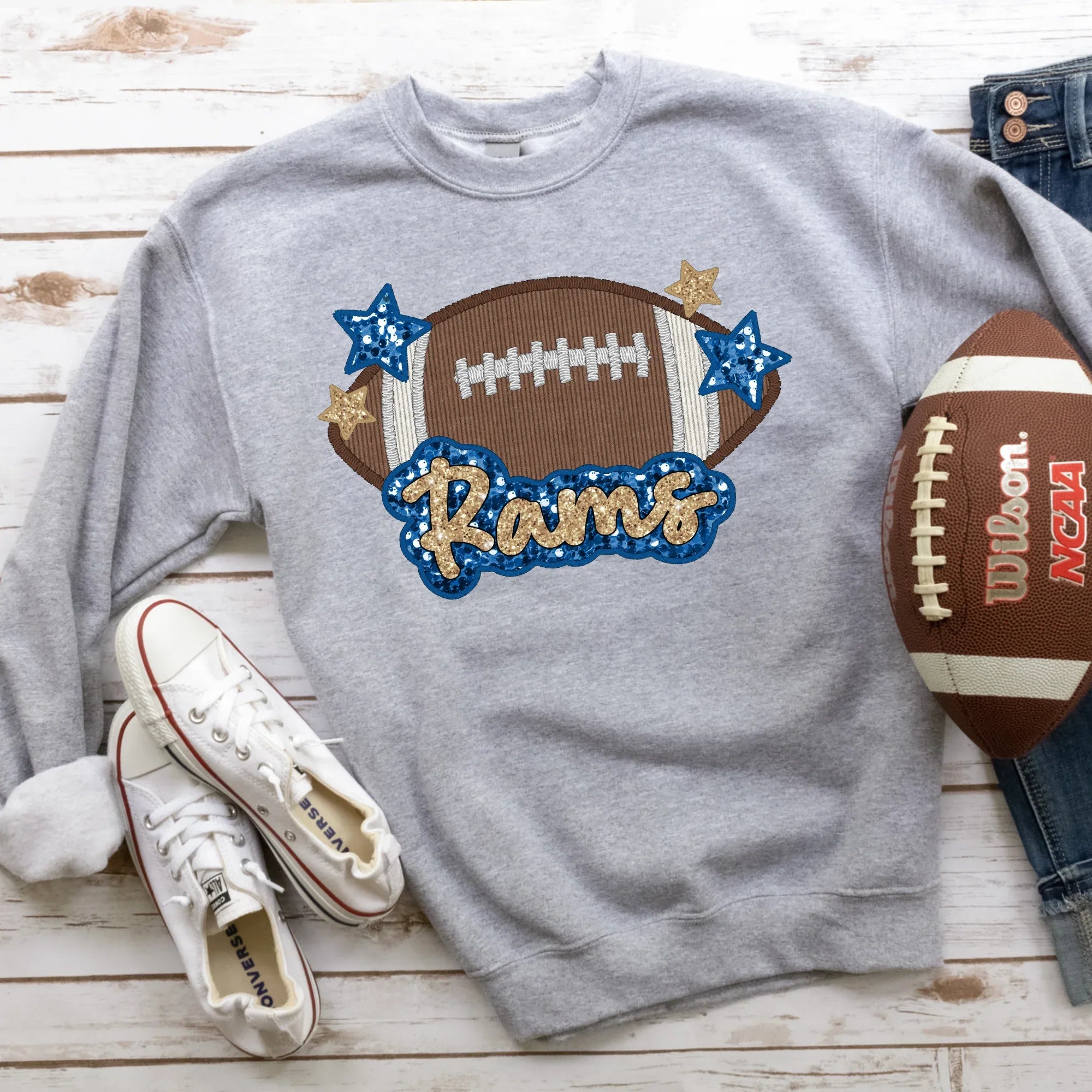 Rams Sequin Football DTF Transfer - Merch Girls