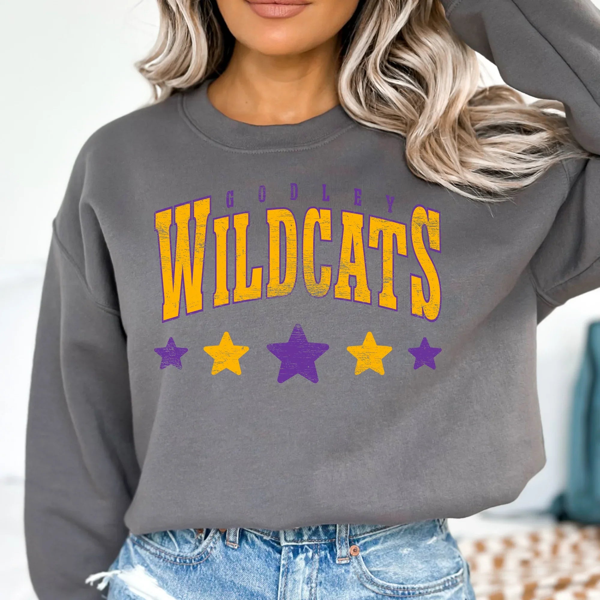 Godley Wildcats Distressed Stars DTF Transfer - Merch Girls