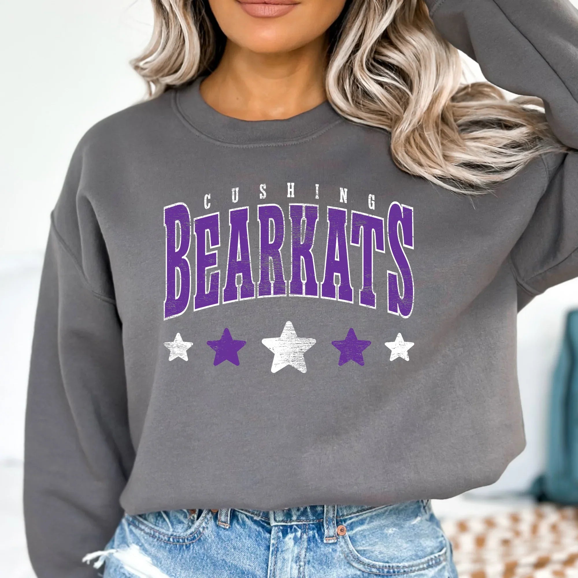 Cushing Bearkats Distressed Stars DTF Transfer - Merch Girls