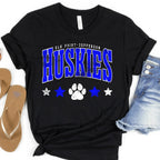 Elk Point-Jefferson Huskies Distressed Stars DTF Transfer - Merch Girls