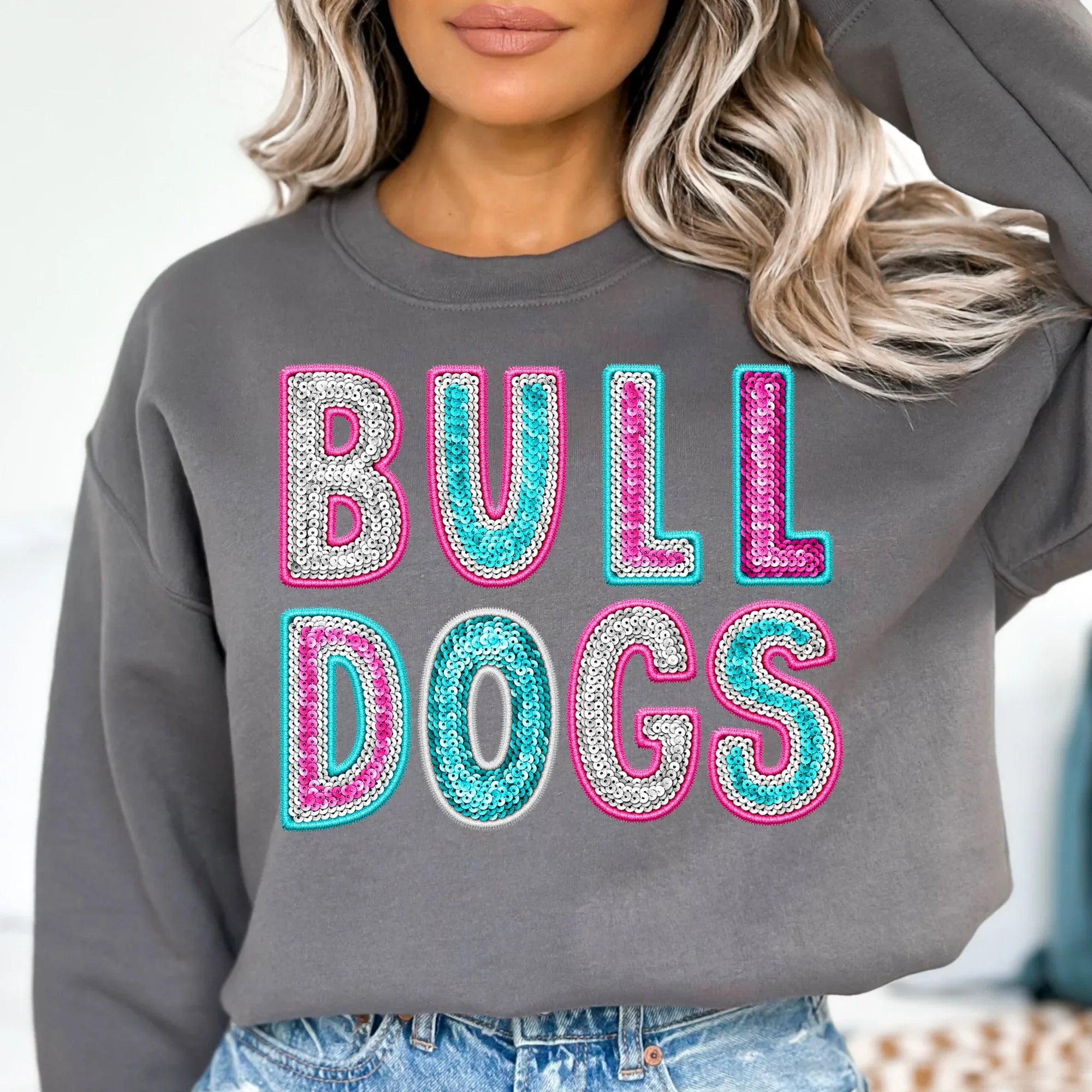 Bulldogs Faux Sequin DTF Transfer - Merch Girls