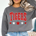 Tigers Red Distressed Stars DTF Transfer - Merch Girls