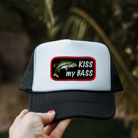 Kiss My Bass Faux Hat Patch DTF Transfer/Completed Hat