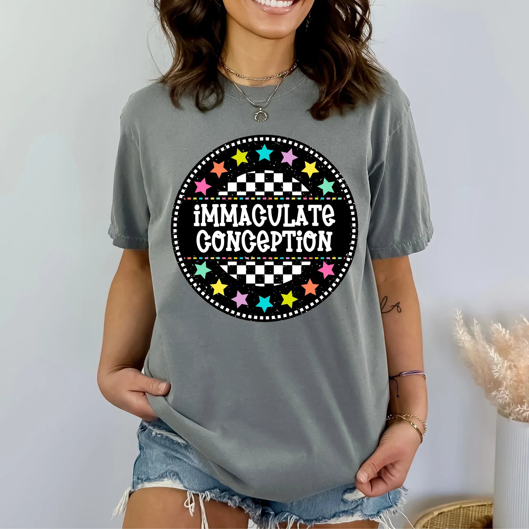 Immaculate Conception Circle Star Mascot DTF Transfer - Merch Girls