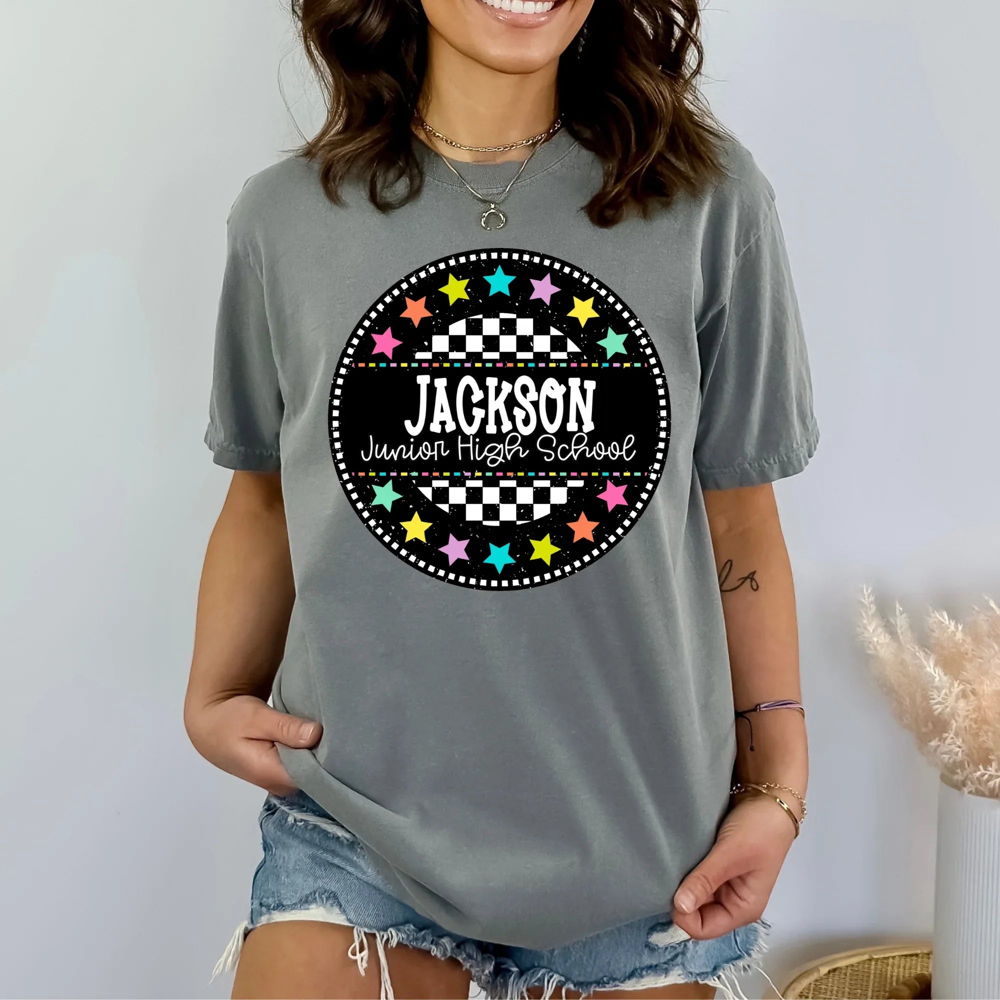 Jackson Junior High School Circle Star Mascot DTF Transfer - Merch Girls