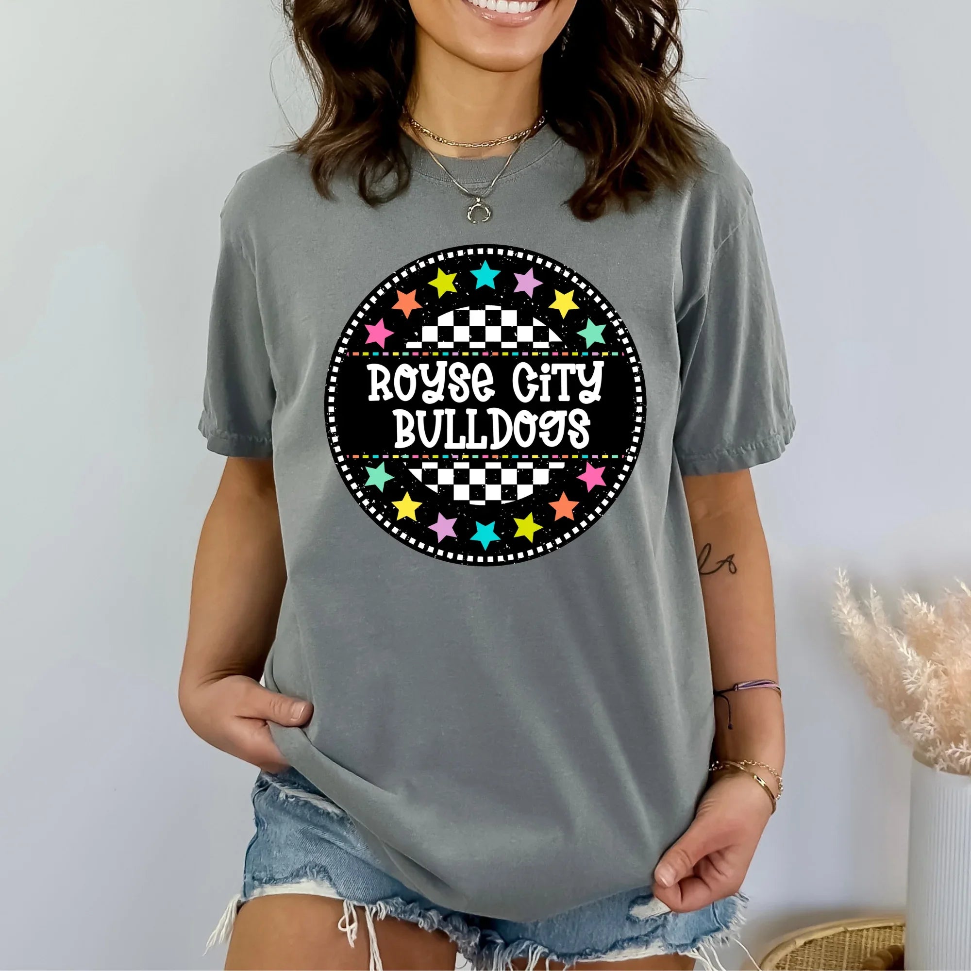 Royce City Bulldogs Circle Star Mascot DTF Transfer - Merch Girls
