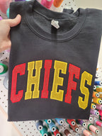 Varsity Two Color Glitter Applique with Name and Icon on Sleeve Embroidered CC Short Sleeve or Sweatshirt - Merch Girls