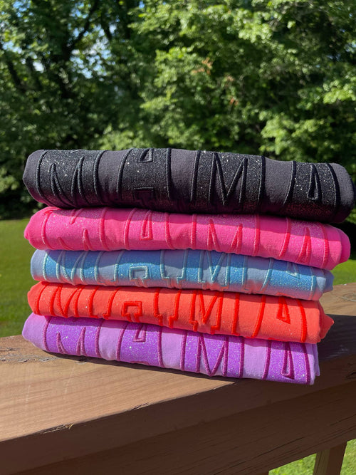 Mama Glitter Applique Embroidered Comfort Color Short Sleeve Shirt **FLASH SALE**