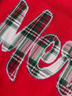 Merry Plaid Fabric Applique with Optional Side Bows Christmas Holiday Embroidered Sweatshirt - Merch Girls