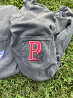 Letter and Outline Mascot Embroidered Comfort Color Pocket Tee