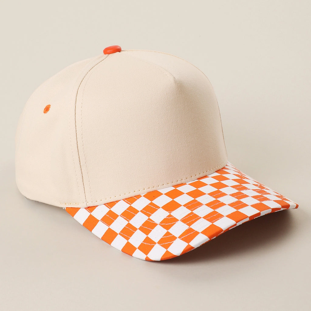 Custom Embroidered Checkered Bill Baseball Hat | Personalized Text Snapback Hat