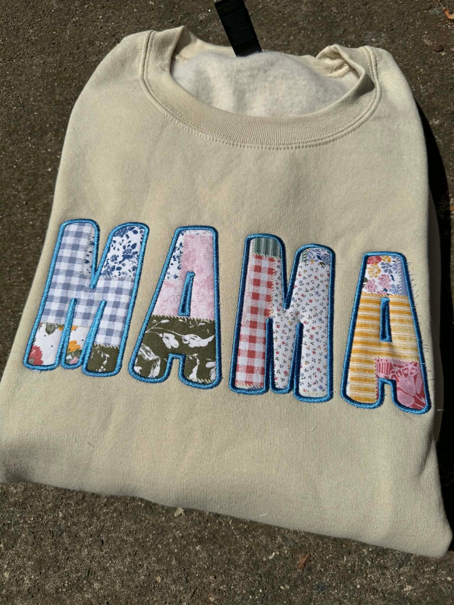 MAMA Patchwork Bubble Applique Embroidered Shirt | Choose Style, Color & Thread