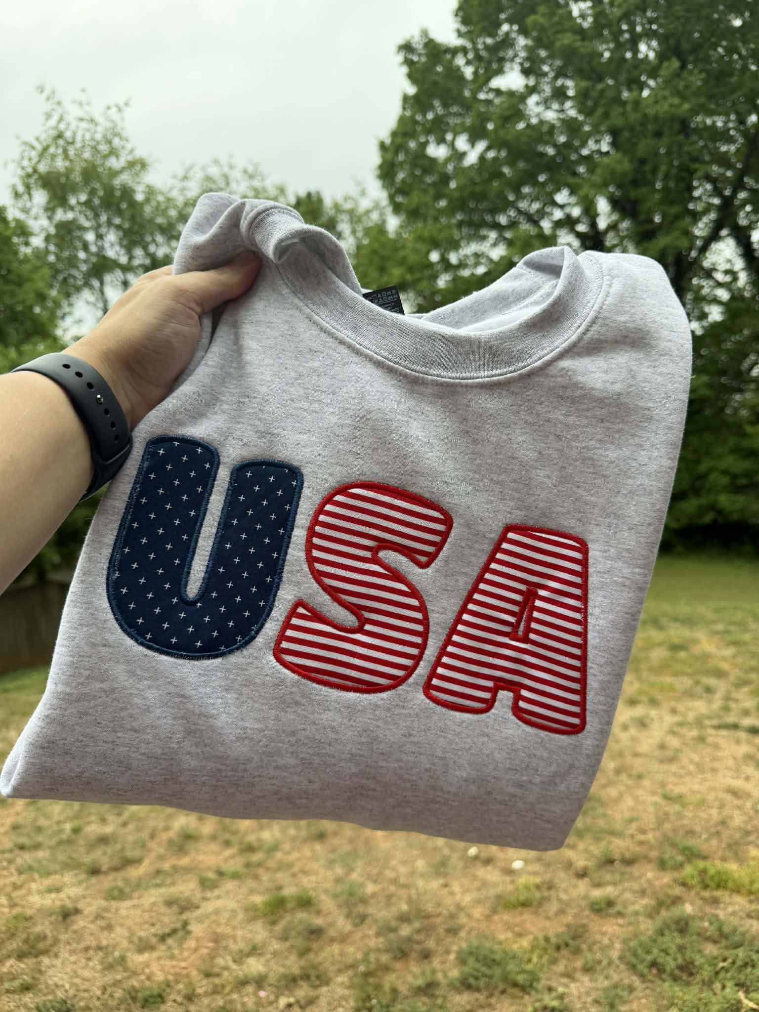 USA Stars & Stripes Bubble Applique Embroidered Shirt | Choose Style, Color & Thread