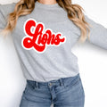 Lions Red and White Retro Shadow Distressed DTF Transfer - Merch Girls