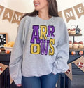 Arrows Purple and Yellow Gold Sporty Varsity Doodle DTF Transfer - Merch Girls