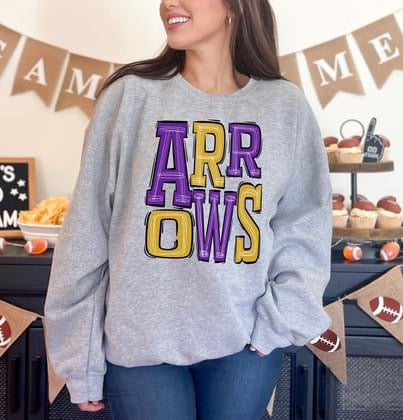 Arrows Purple and Yellow Gold Sporty Varsity Doodle DTF Transfer