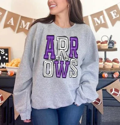 Arrows Purple and White Sporty Varsity Doodle DTF Transfer - Merch Girls