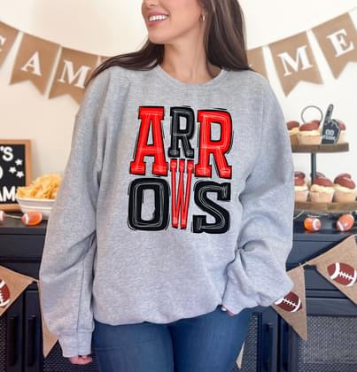 Arrows Red and Black Sporty Varsity Doodle DTF Transfer