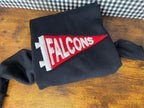 Custom Text Mascot Felt Applique Pennant Flag Embroidered T-Shirt or Sweatshirt - Merch Girls