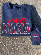 Custom Baseball Stitch Text Embroidered Comfort Color Tee or Gildan Sweatshirt with Sleeve Detail - Merch Girls