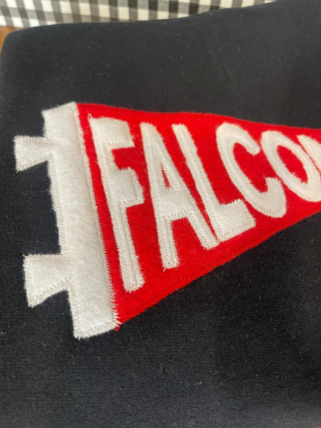 Custom Text Mascot Felt Applique Pennant Flag Embroidered T-Shirt or Sweatshirt - Merch Girls