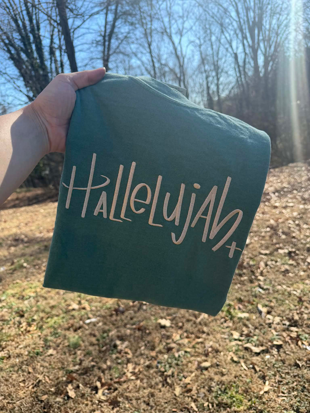 Handlettered Hallelujah Embroidered Shirt