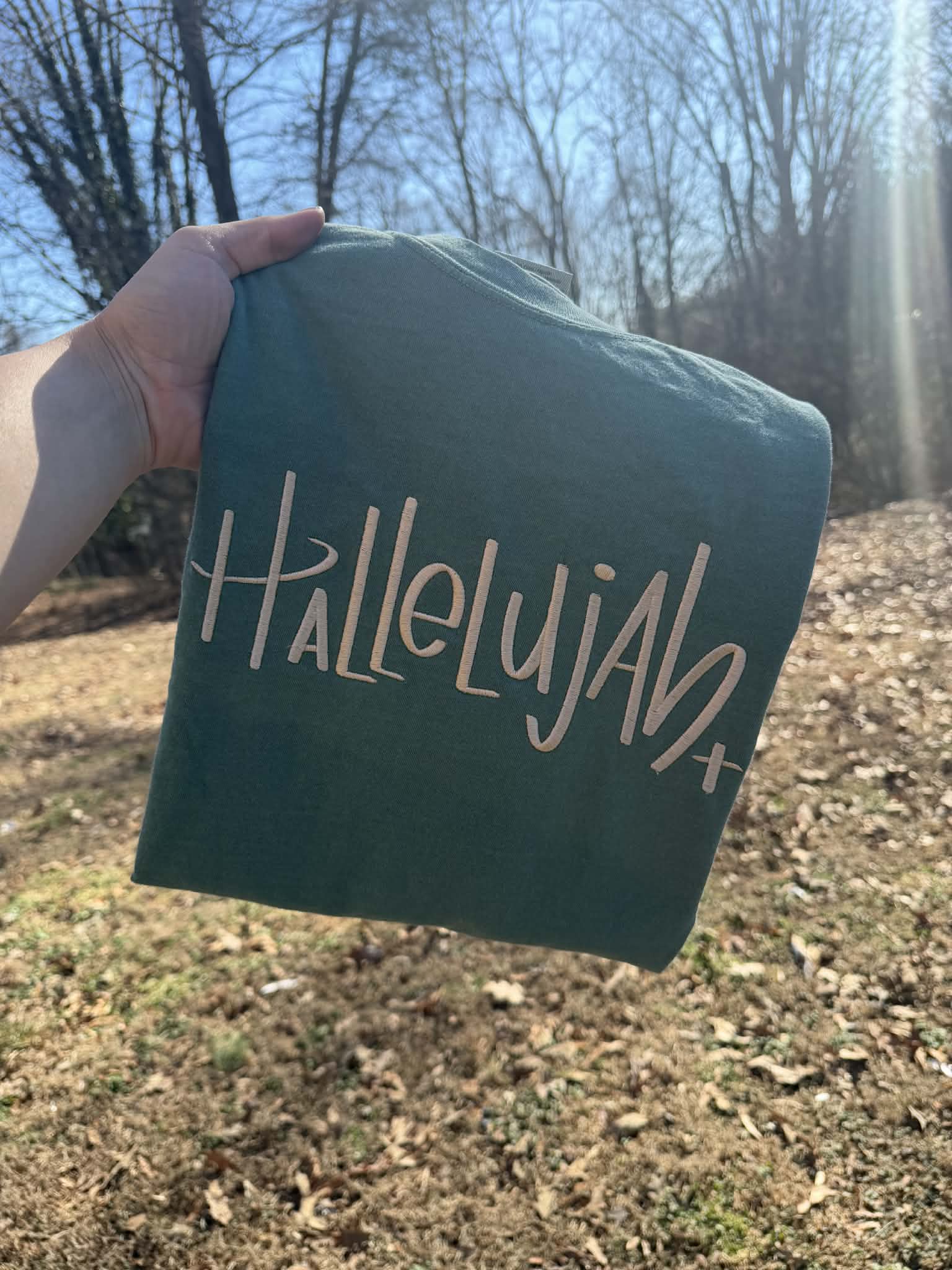 Handlettered Hallelujah Embroidered Shirt