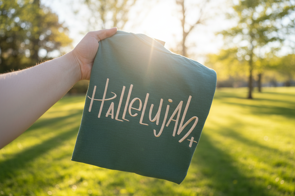 Handlettered Hallelujah Embroidered Shirt