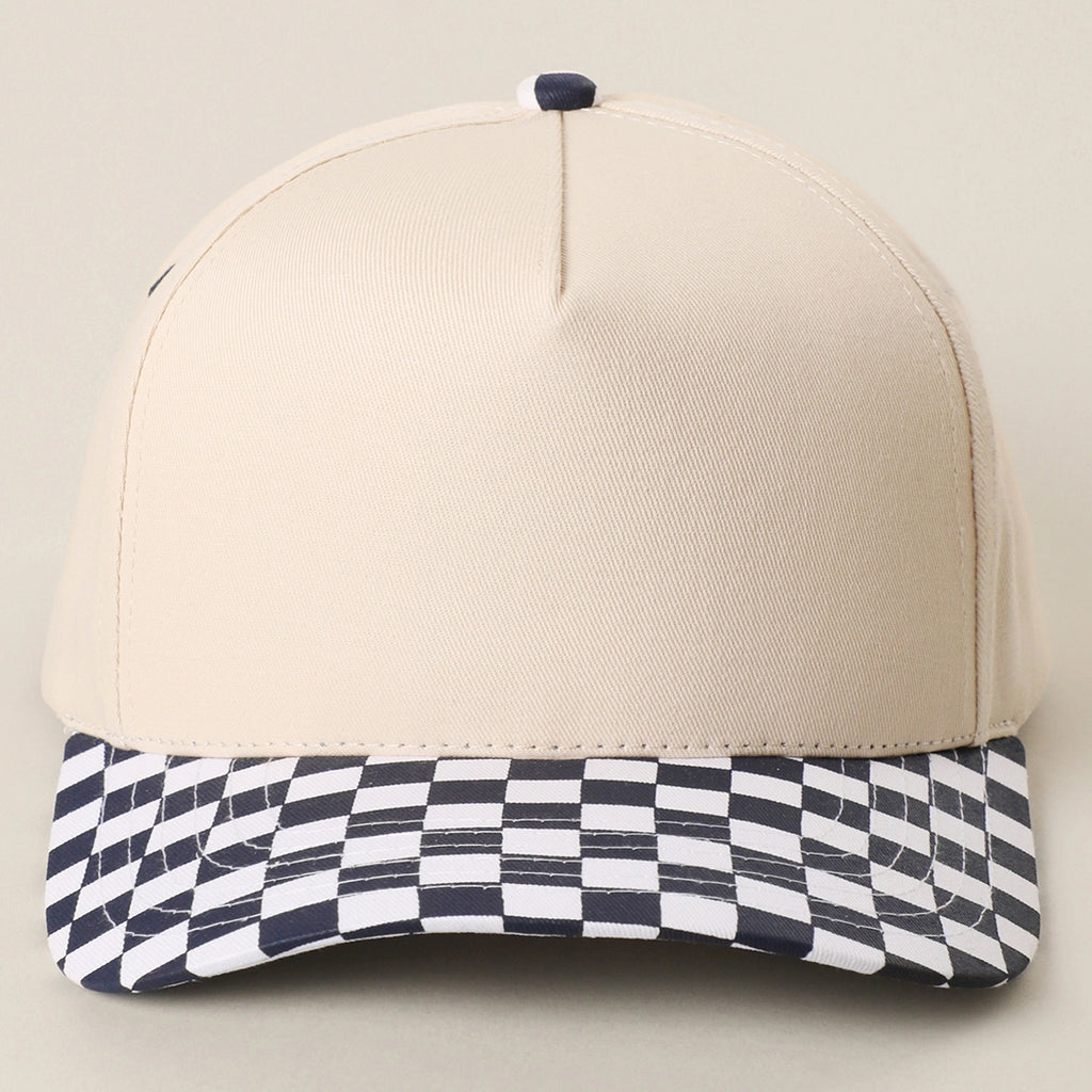 Custom Embroidered Checkered Bill Baseball Hat | Personalized Text Snapback Hat