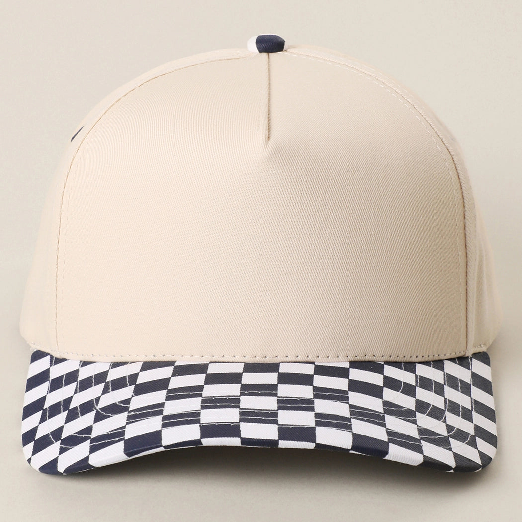 Custom Embroidered Checkered Bill Baseball Hat | Personalized Text Snapback Hat