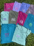 *MYSTERY* Embroidered Comfort Color Monogram Pocket Tee | QUICK SHIP