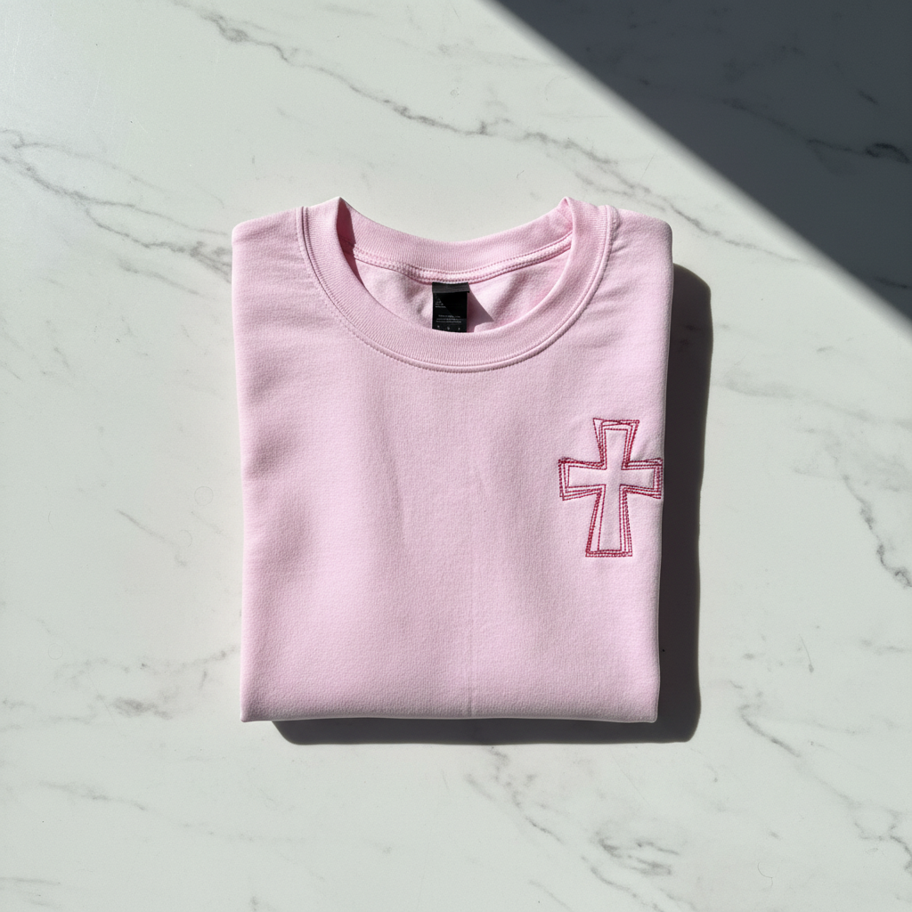 Embroidered Cross Shirt - Minimal Christian Faith Apparel