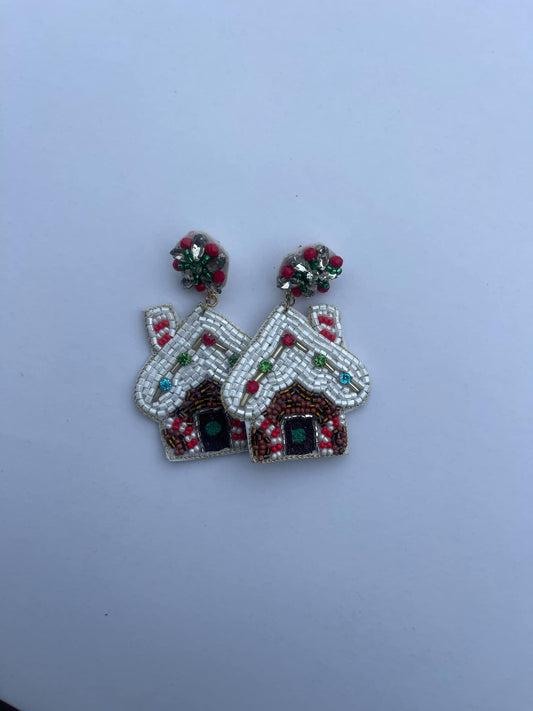 Sead Bead Earring- Gingerbread House