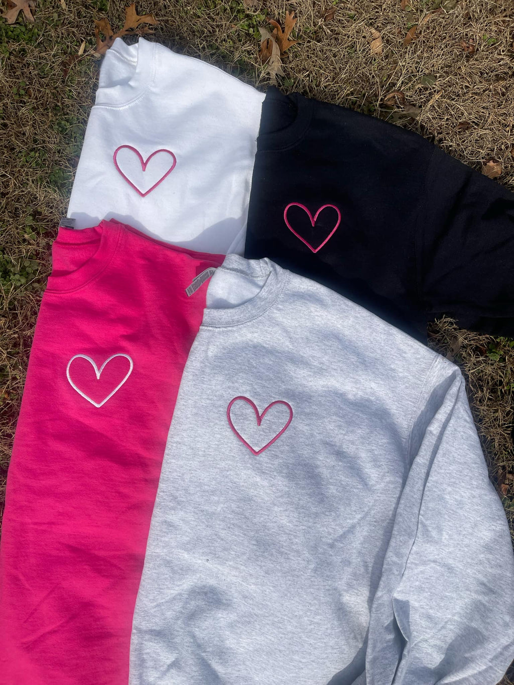 Heart Left Chest Embroidered Sweatshirt - QUICK SHIP