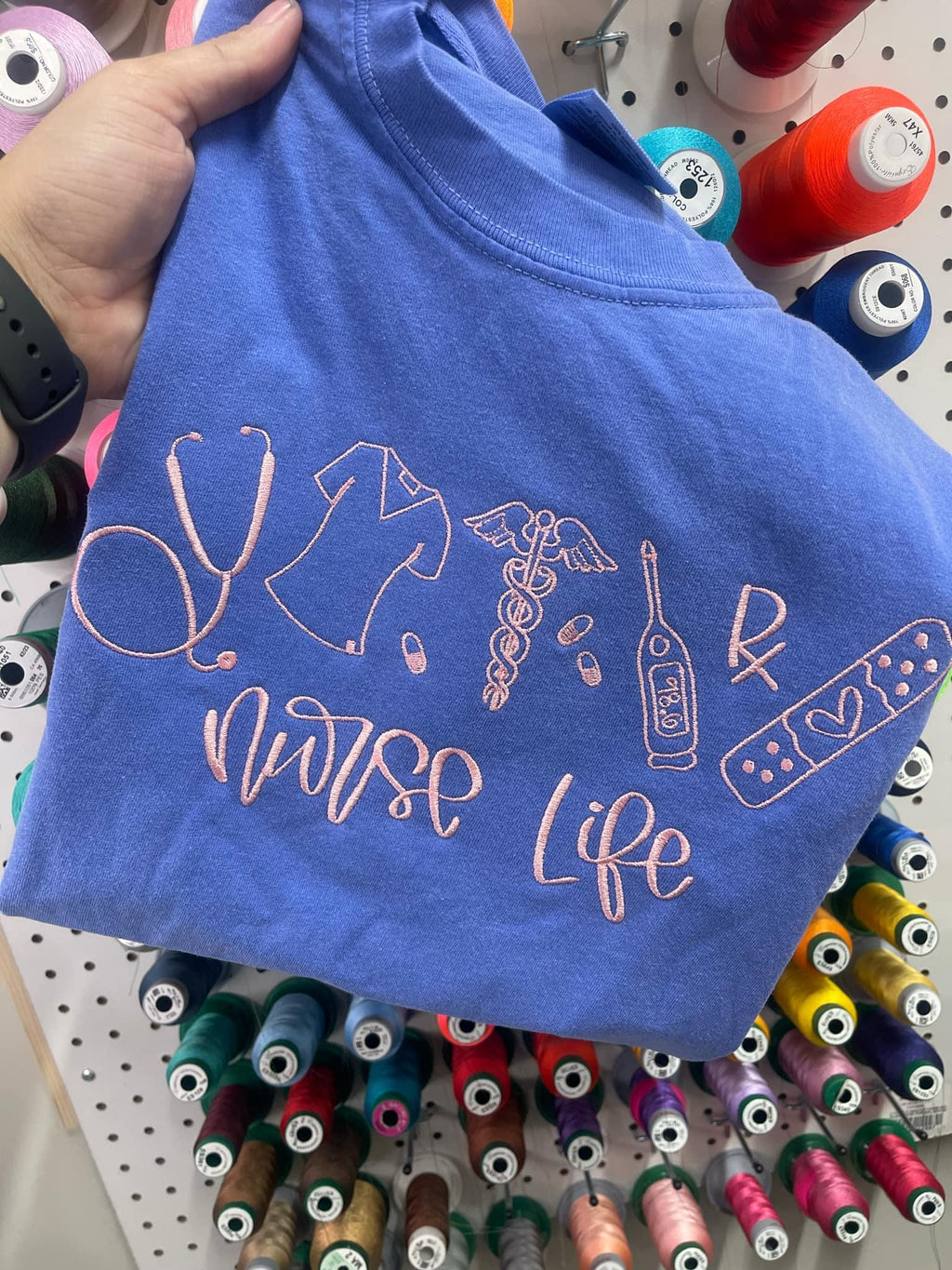 Nurse Life Icons Embroidered Shirt | QUICK SHIP - Merch Girls