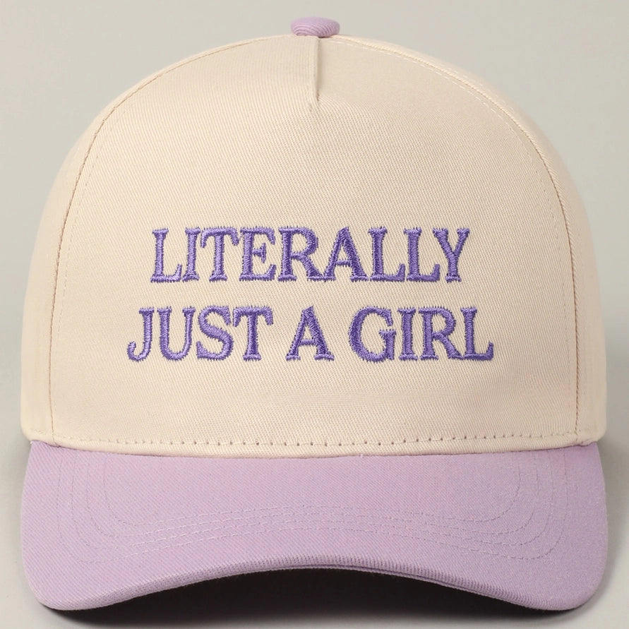 Literally Just A Girl Embroidered Adjustable Five-Panel Twill Hat