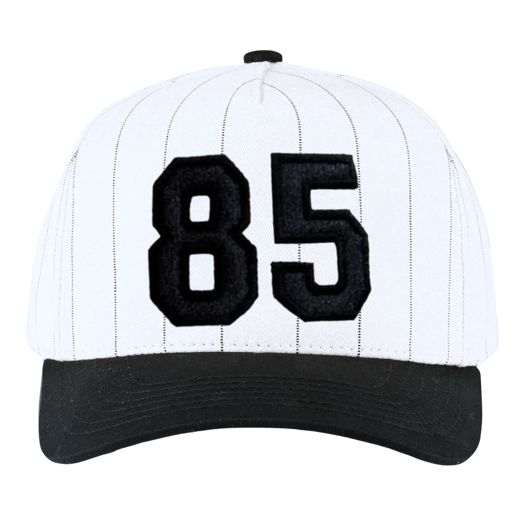 Collegiate Letter Glitter HTV or Fabric Applique Embroidered Adjustable Baseball Pinstripe Trucker Hat