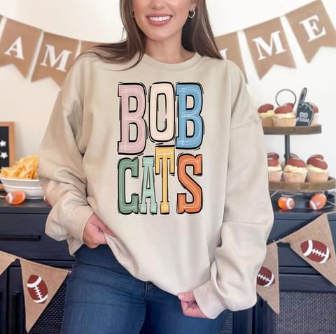 Bobcats Boho Sporty Varsity Doodle DTF Transfer