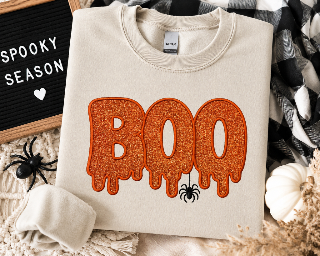 Glitter BOO Embroidered Halloween Sweatshirt | Glitter NURSE Embroidered Halloween Shirt