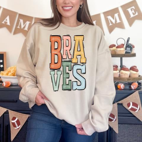 Braves Boho Sporty Varsity Doodle DTF Transfer