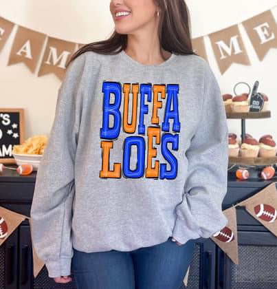 Buffaloes Royal Blue and Orange Sporty Varsity Doodle DTF Transfer