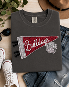 Personalized Sequin Pennant Mascot Embroidered T-Shirt | Paw Accent