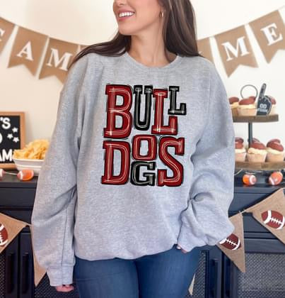 Bulldogs Burgundy and Black Sporty Varsity Doodle DTF Transfer