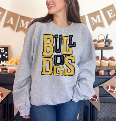 Bulldogs Yellow Gold and Black Sporty Varsity Doodle DTF Transfer