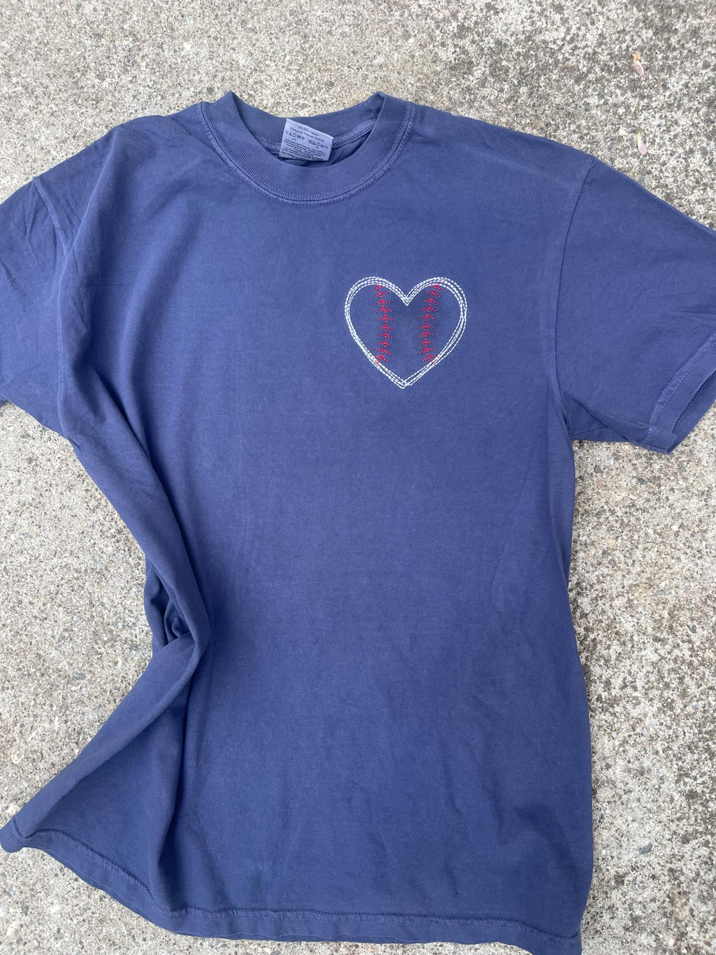 Baseball Heart Left Chest Embroidered Comfort Color - QUICK SHIP
