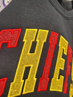 Varsity Two Color Glitter Applique with Name and Icon on Sleeve Embroidered CC Short Sleeve or Sweatshirt - Merch Girls